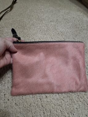 Women's Pink Haircalf Wristlet Clutch
